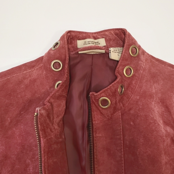 Ruff Hewn Burgundy Sued Leather Jacket - Picture 9 of 10